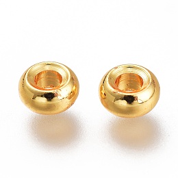 Honeyhandy Brass Spacer Beads, Long-Lasting Plated, Disc, Golden, 3.7x2mm, Hole: 1.7mm