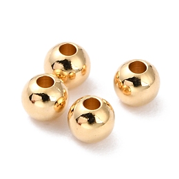 Honeyhandy Brass Beads, Long-Lasting Plated, Round, Real 24K Gold Plated, 3.5mm, Hole: 1.3mm