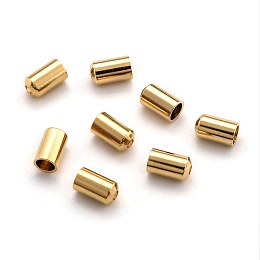 Honeyhandy Brass Cord End, End Caps Long-Lasting Plated, Column, Real 24K Gold Plated, 5x3mm, Hole: 1mm, Inner Diameter: 1.5mm