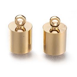 Honeyhandy Brass Cord Ends, End Caps, Long-Lasting Plated, Column, Real 24K Gold Plated, 11x7mm, Hole: 1.8mm, Inner Diameter: 6mm