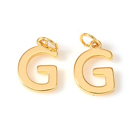 Honeyhandy Brass Charms, with Jump Rings, Letter, Real 18K Gold Plated, Letter.G, G: 10x6.5x1mm, Hole: 2.5mm