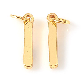 Honeyhandy Brass Charms, with Jump Rings, Letter, Real 18K Gold Plated, Letter.I, I: 10x1.5x1mm, Hole: 2.5mm