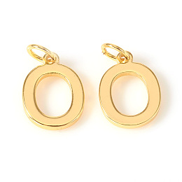 Honeyhandy Brass Charms, with Jump Rings, Letter, Real 18K Gold Plated, Letter.O, O: 10x7.5x1mm, Hole: 2.5mm