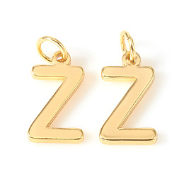 Honeyhandy Brass Charms, with Jump Rings, Letter, Real 18K Gold Plated, Letter.Z, Z: 10x5.5x1mm, Hole: 2.5mm