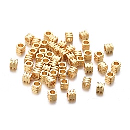 Honeyhandy Brass Spacer Beads, Long-lasting Plated, Grooved Cube, Golden, 2x2x2mm, Hole: 1.2mm