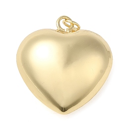 Honeyhandy Rack Plating Brass Pendants, with Jump Ring, Puffed Heart Charm, Real 18K Gold Plated, 27.5x25.5x13mm, Hole: 3mm