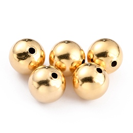 Honeyhandy Brass Beads, Long-Lasting Plated, Round, Real 24K Gold Plated, 10mm, Hole: 1.6mm