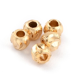 Honeyhandy Brass Beads, Long-Lasting Plated, Corrugated Round, Real 24K Gold Plated, 2.3x2mm, Hole: 1mm