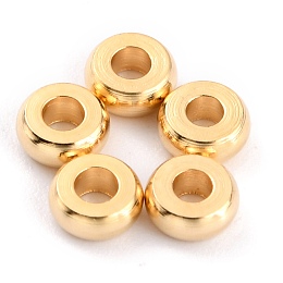 Honeyhandy Brass Beads, Long-Lasting Plated, Flat Round, Real 24K Gold Plated, 4x1.5mm, Hole: 1.5mm