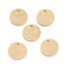 Honeyhandy Brass Charms, Flat Round, Real 24K Gold Plated, 8x1mm, Hole: 1.2mm