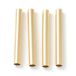 Honeyhandy Brass Tube Beads, Long-Lasting Plated, Tube, Real 24K Gold Plated, 25x3mm, Hole: 2.5mm