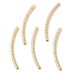 Honeyhandy Brass Tube Beads, Long-Lasting Plated, Curved Beads, Tube, Real 24K Gold Plated, 30x2mm, Hole: 1mm