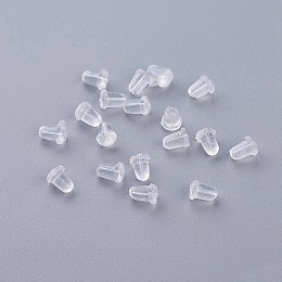 Honeyhandy Plastic Ear Nuts, Earring Backs, Clear, 5x4mm, Hole: 0.7mm