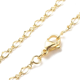 Honeyhandy Brass Figaro Chains Necklace for Women, Cadmium Free & Lead Free, Real 18K Gold Plated, 17.80 inch(45.2cm), Link: 4x2.5x0.3mm, 4x2x0.9mm