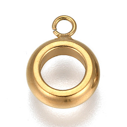 Honeyhandy 304 Stainless Steel Tube Bails, Loop Bails, Bail Beads, Ring, Golden, 12~13x9x4mm, Hole: 1.8~3.8mm, Inner Diameter: 5mm