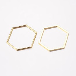 Honeyhandy Alloy Linking Rings, Hexagon, Golden, 12x14x1mm