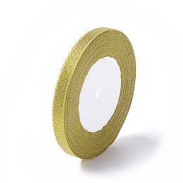 Honeyhandy Glitter Metallic Ribbon, Sparkle Ribbon, DIY Material for Organza Bow, Double Sided, Golden, Size: about 3/8 inch(10mm) wide, 25yards/roll(22.86m/roll), 10rolls/group, 250yards/group