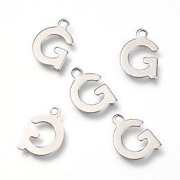 Honeyhandy 201 Stainless Steel Charms, Alphabet, Letter.G, 12x8.4x0.6mm, Hole: 1.4mm