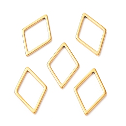 Honeyhandy 201 Stainless Steel Linking Rings, Rhombus, Golden, 15.5x10x1mm