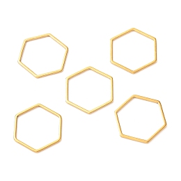 Honeyhandy 304 Stainless Steel Linking Rings, Hexagon, Golden, 18x16x1mm