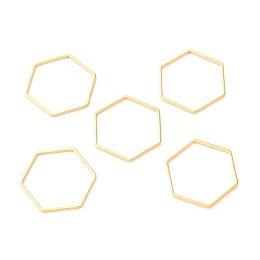 Honeyhandy 304 Stainless Steel Linking Rings, Hexagon, Golden, 22x20x1mm