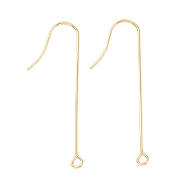 Honeyhandy 316 Surgical Stainless Steel Earring Hooks, with Horizontal Loops, Golden, 40mm, Hole: 1.8mm, Pin: 0.7mm