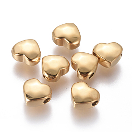 Honeyhandy Ion Plating(IP) 304 Stainless Steel Beads, Faceted, Heart, Golden, 7.5x8x4mm, Hole: 1.6mm