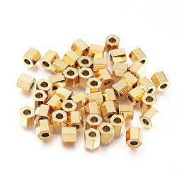 Honeyhandy Ion Plating(IP) 304 Stainless Steel Spacer Beads, Hexagon, Golden, 4x4x4mm, Hole: 1.8mm