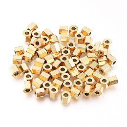 Honeyhandy Ion Plating(IP) 304 Stainless Steel Spacer Beads, Hexagon, Golden, 3x3x3mm, Hole: 1.4mm