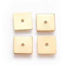 Honeyhandy Ion Plating(IP) 304 Stainless Steel Spacer Beads, Square, Golden, 8x8x0.8mm, Hole: 1.1mm