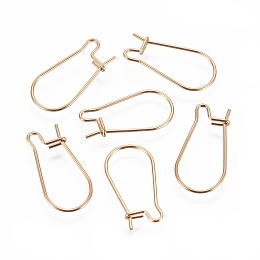 Honeyhandy Ion Plating(IP) 304 Stainless Steel Hoop Earrings Findings Kidney Ear Wires, Golden, 20x10.5x0.6mm, 22 Gauge, Pin: 0.6mm