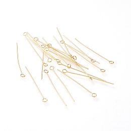 Honeyhandy 304 Stainless Steel Eye Pins, Golden, 35x3mm, Hole: 1.8mm, Pin: 0.7mm