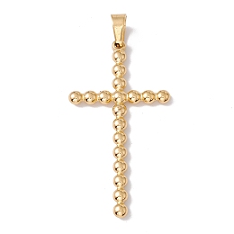 Honeyhandy Ion Plating(IP) 304 Stainless Steel Pendants, Cross Charms, Golden, 48x25x3mm, Hole: 4.5x6.5mm