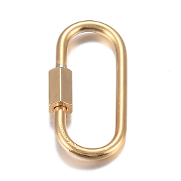 Honeyhandy 304 Stainless Steel Screw Carabiner Lock Charms, for Necklaces Making, Oval, Golden, 21x11x4mm, Screw: 7x4mm