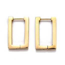 Honeyhandy 304 Stainless Steel Rectangle Huggie Hoop Earrings, Golden, 20x13x3mm, Pin: 1mm