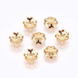 UNICRAFTALE 100pcs Multi-Petal Beads Caps Hollow Flower Beads End Caps Stainless Steel Bead Caps Spacers Flower Cap Gold Flower Beads for Bracelet Necklace Jewelry Making