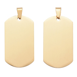 Honeyhandy 304 Stainless Steel Big Pendants, Manual Polishing, Blank Stamping Tags, Rectangle, Golden, 43x24x1.8mm