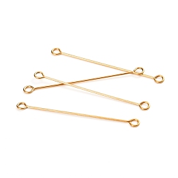 Honeyhandy Ion Plating(IP) 304 Stainless Steel Eye Pins, Double Sided Eye Pins, Golden, 36x0.6mm, Hole: 1.5mm
