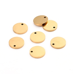 Honeyhandy Ion Plating(IP) 304 Stainless Steel Charms, Polished, Stamping Blank Tag, Laser Cut, Flat Round, Golden, 8x1mm, Hole: 0.8mm