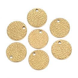 Honeyhandy Ion Plating(IP) 304 Stainless Steel Charms, Textured, Laser Cut, Flat Round, Golden, 12x1mm, Hole: 1.4mm