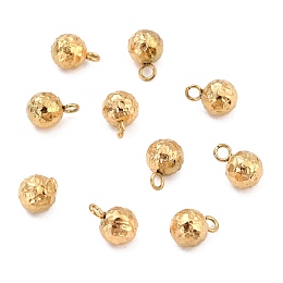 Honeyhandy Ion Plating(IP) 304 Stainless Steel Charms, Round, Bumpy, Real 18K Gold Plated, 9x6mm, Hole: 1.8mm