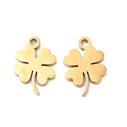 Honeyhandy 201 Stainless Steel Pendants, Laser Cut, Clover Charm, Golden, 13x9x1mm, Hole: 1.4mm