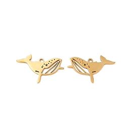 Honeyhandy 201 Stainless Steel Pendants, Laser Cut, Ocean Theme, Golden, Shark, 24x14.5x1mm, Hole: 1.5mm