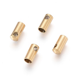 Honeyhandy Ion Plating(IP) 304 Stainless Steel Cord Ends, End Caps, Column, Golden, 8.5x3.8mm, Hole: 1.6mm, Inner Diameter: 3mm