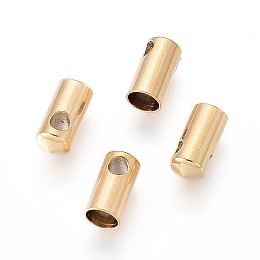 Honeyhandy Ion Plating(IP) 304 Stainless Steel Cord Ends, End Caps, Column, Golden, 9.5x4.5mm, Hole: 2mm, Inner Diameter: 4mm