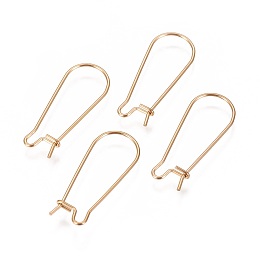 Honeyhandy Ion Plating(IP) 304 Stainless Steel Hoop Earrings Findings Kidney Ear Wires, Golden, 25x10x0.7mm, 21 Gauge