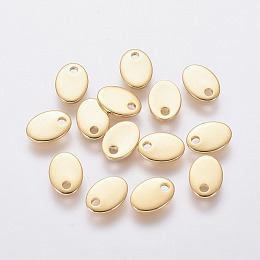 Honeyhandy 304 Stainless Steel Charms, Stamping Blank Tag, Oval, Golden, 7x5x0.9mm, Hole: 1mm