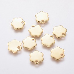 Honeyhandy 201 Stainless Steel Charms, Flower, Golden, 10x10x1mm, Hole: 1.6mm