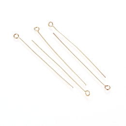 Honeyhandy 304 Stainless Steel Eye Pins, Real 18K Gold Plated, 50x0.6mm, Hole: 2mm