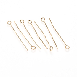 Honeyhandy 304 Stainless Steel Eye Pins, Golden, 30x0.6mm, Hole: 2mm